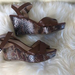 Mootsies Tootsies Brown Animal Skin Wedge Sandals